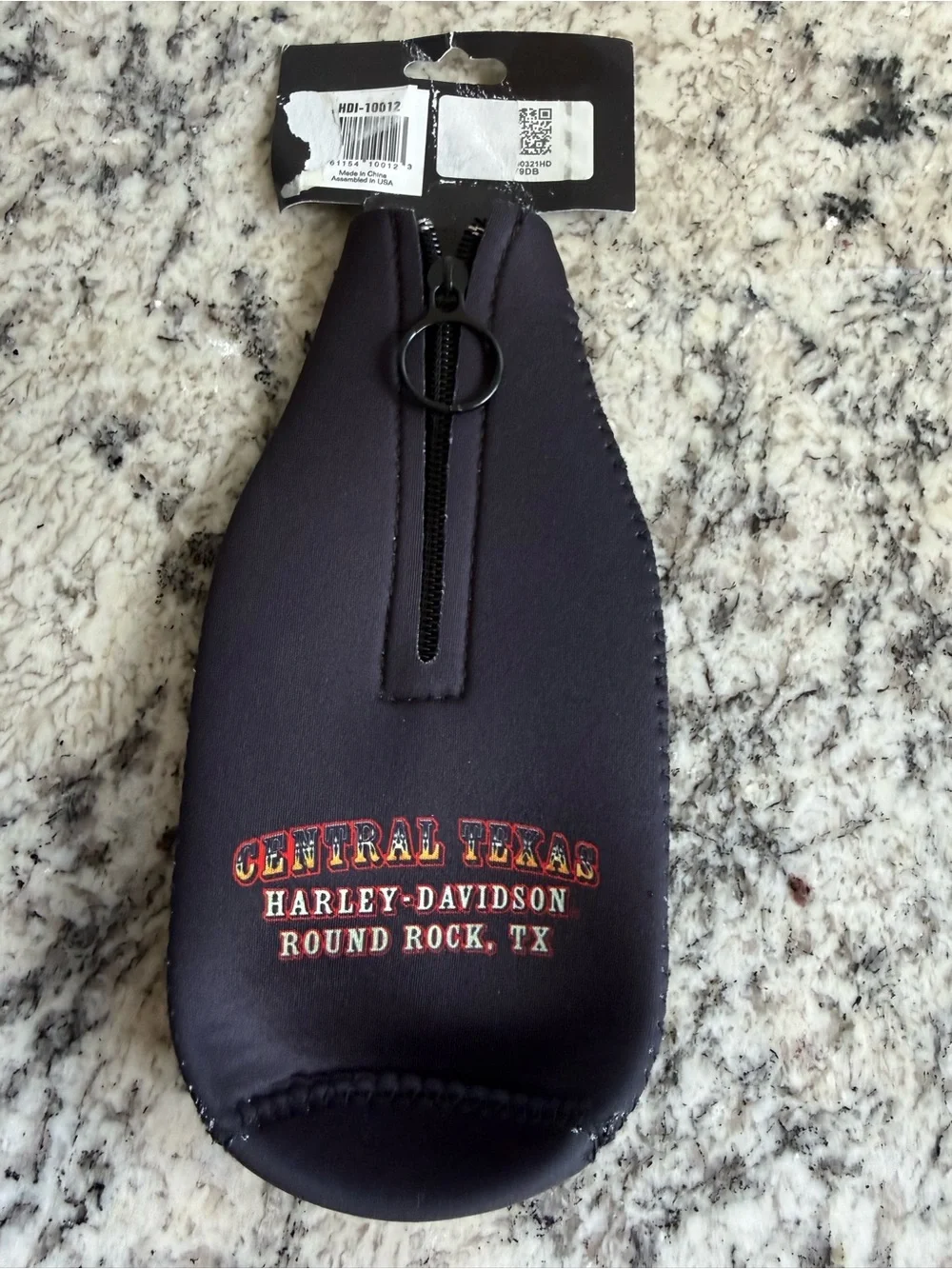 Harley-Davidson Black Bottle Zip Cooler with Texas Flag Graphics